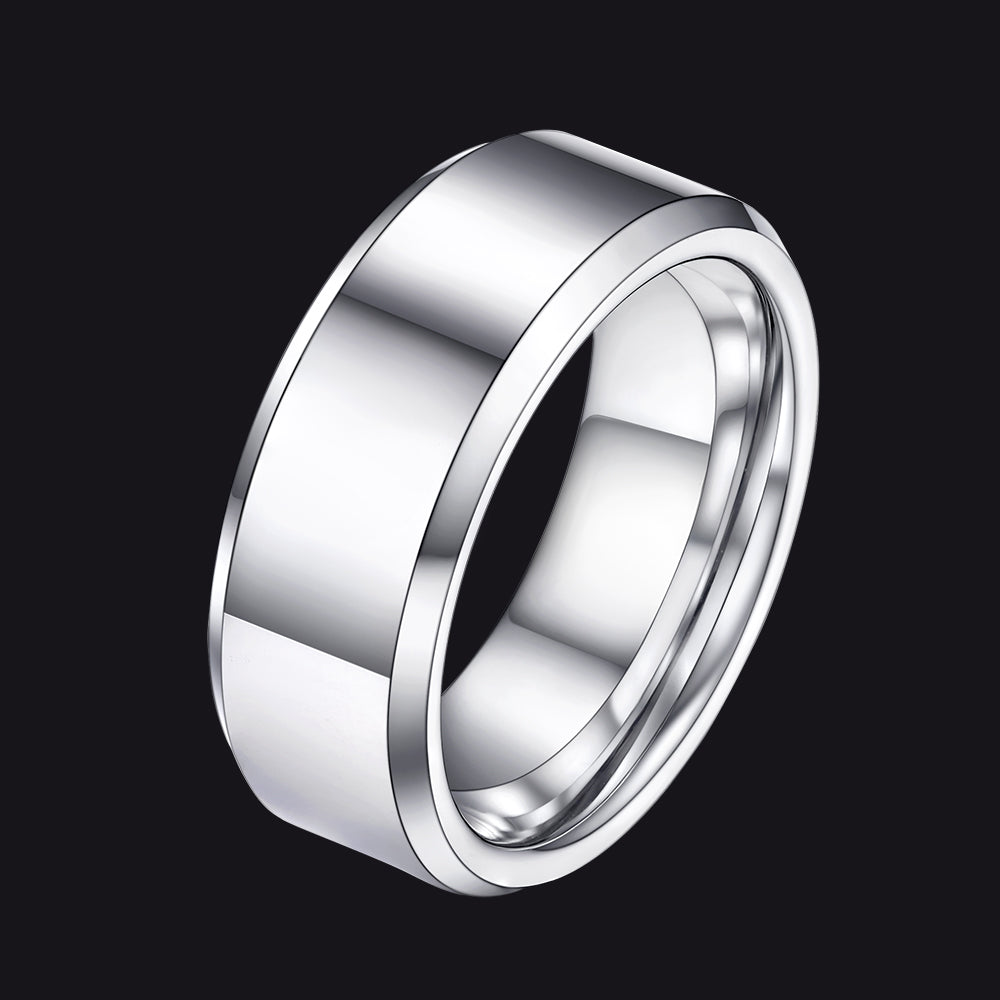 Beveled Edge Basic Wedding Tungsten Carbide Band Ring for