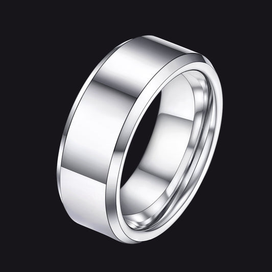 Beveled Edge Basic Wedding Tungsten Carbide Band Ring for