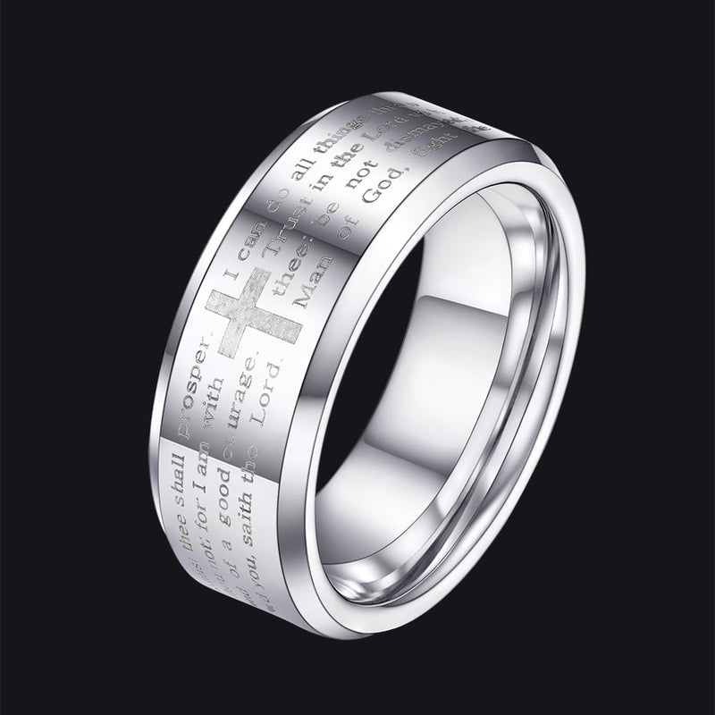 Christian Lord's Prayer Tungsten Carbide Band Ring for 8mm