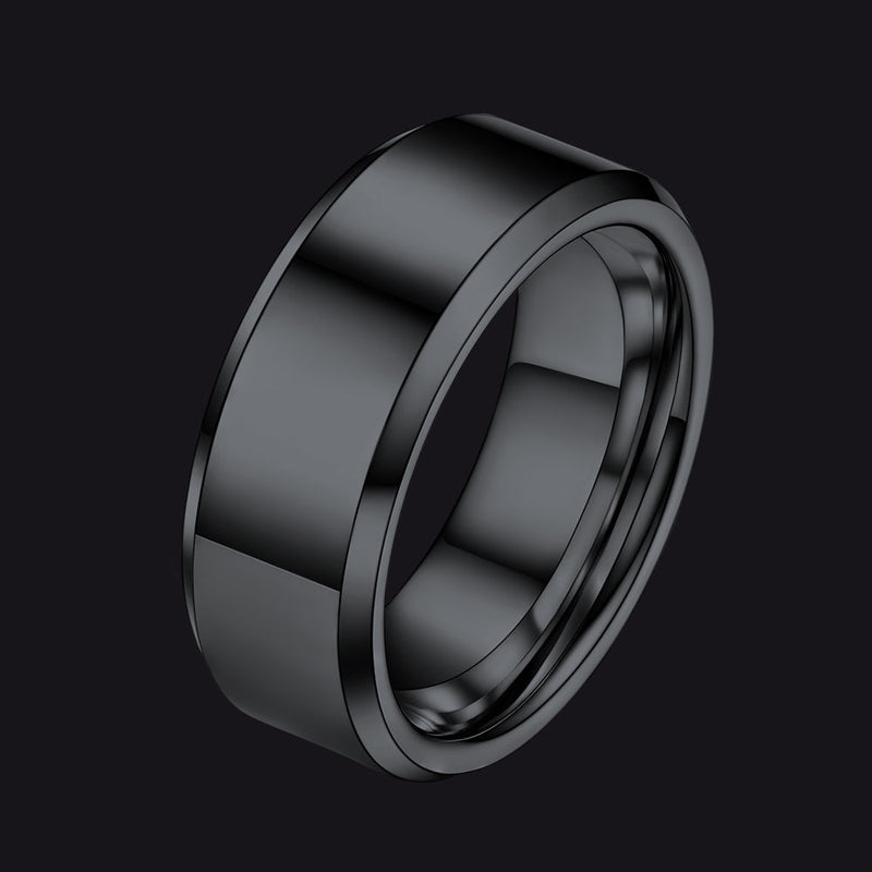Beveled Edge Basic Wedding Tungsten Carbide Band Ring for