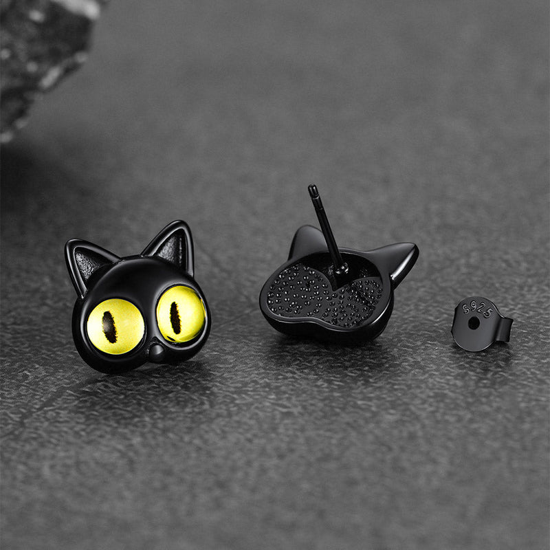 Black Cat Stud Earring for Halloween Gift