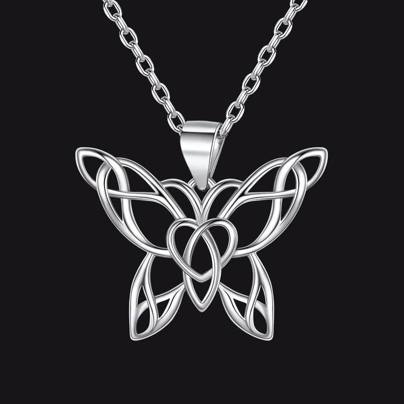 Celtic Knot Butterfly Pendant Necklace for