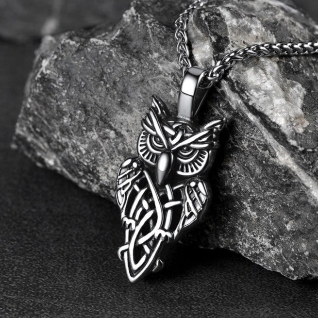 Celtic Owl Pendant Necklace Amulet Jewelry for