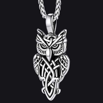 Celtic Owl Pendant Necklace Amulet Jewelry for