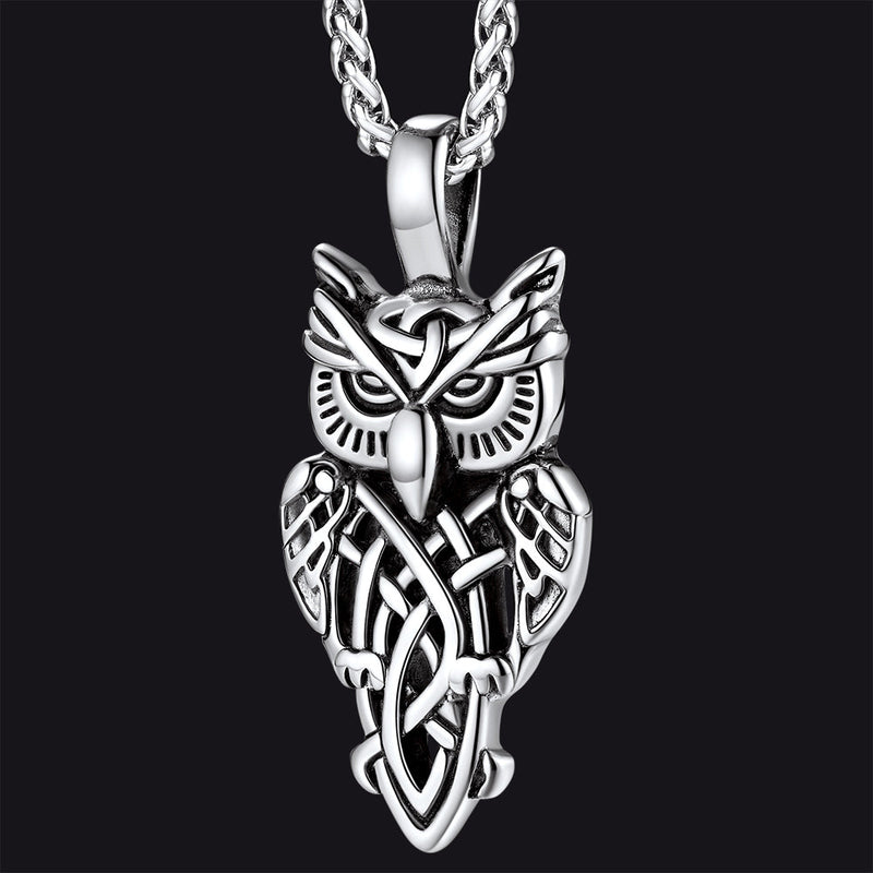 Celtic Owl Pendant Necklace Amulet Jewelry for