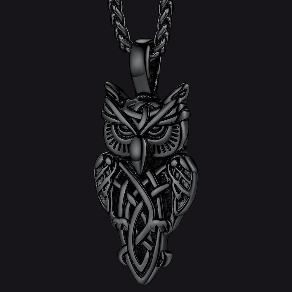 Celtic Owl Pendant Necklace Amulet Jewelry for