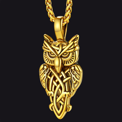 Celtic Owl Pendant Necklace Amulet Jewelry for