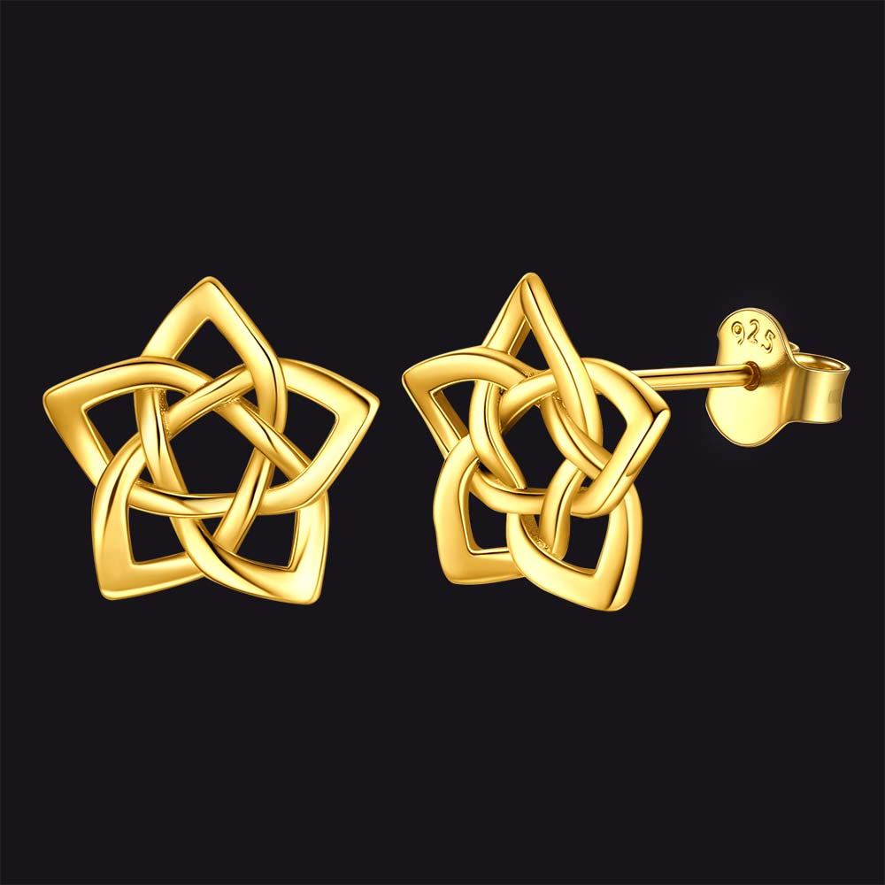 Celtic Pentagram Stud Earrings for