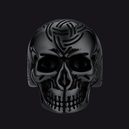 Gothic Skull Ring for With Viking Celtic Triquetra