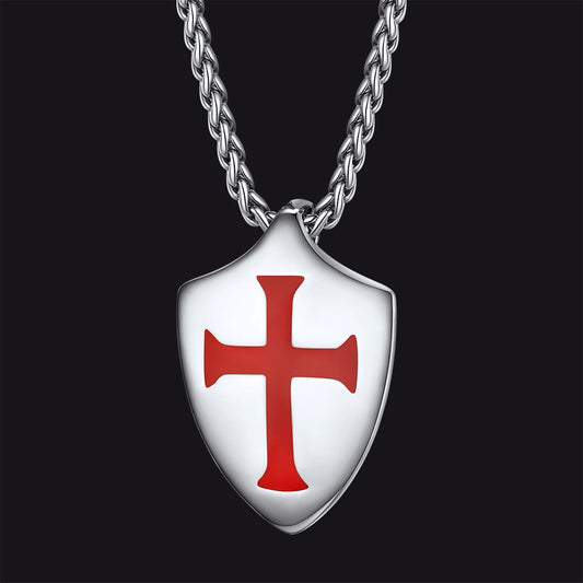 Christian Cross Shield Pendant Necklace for