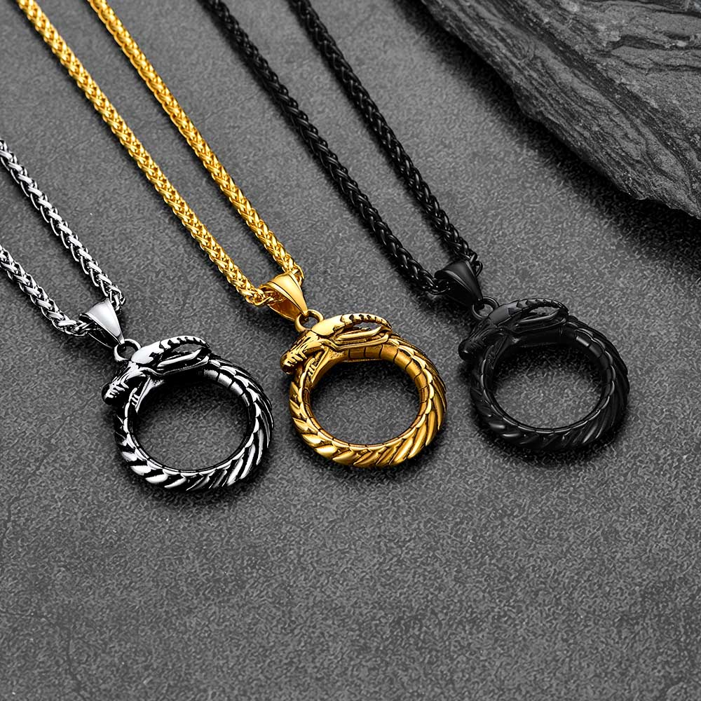 Dragon Circle Pendant Necklace for