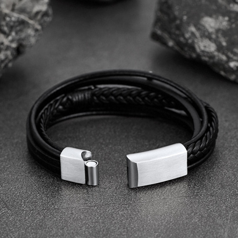 Christian Cross Braided Leather Bracelet Gift for