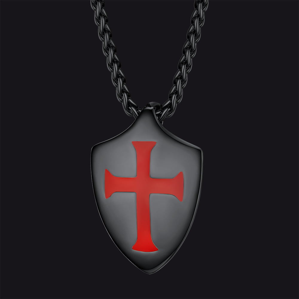 Christian Cross Shield Pendant Necklace for
