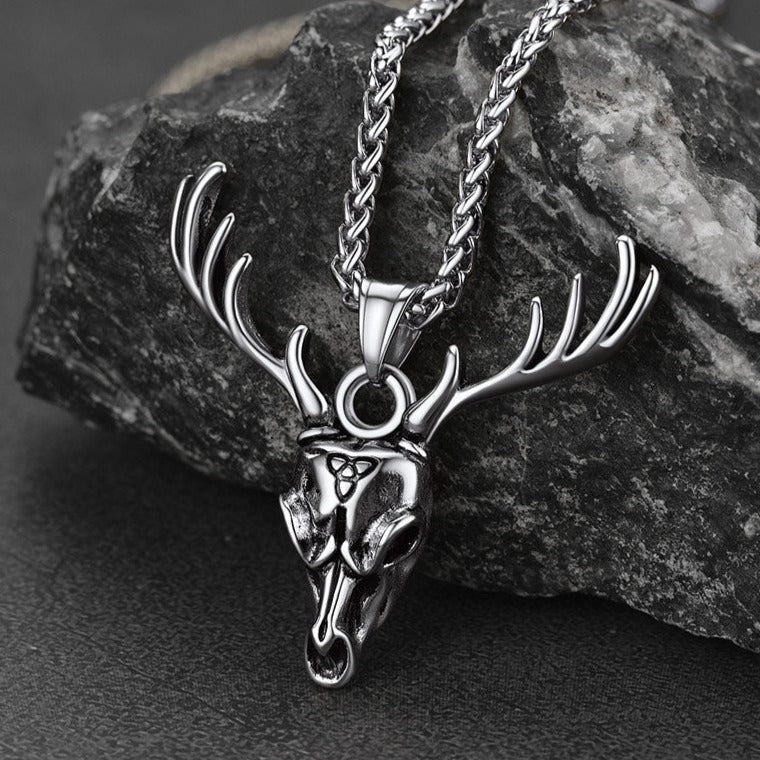 Viking Deer Necklace With Celtic Knot Christmas Gift for