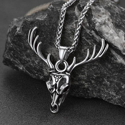 Viking Deer Necklace With Celtic Knot Christmas Gift for