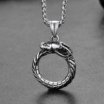 Dragon Circle Pendant Necklace for
