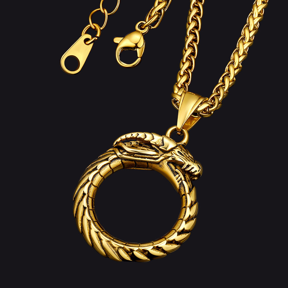 Dragon Circle Pendant Necklace for