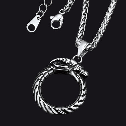 Dragon Circle Pendant Necklace for