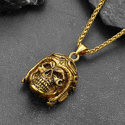 Flying Helmet Skull Antique Necklace for