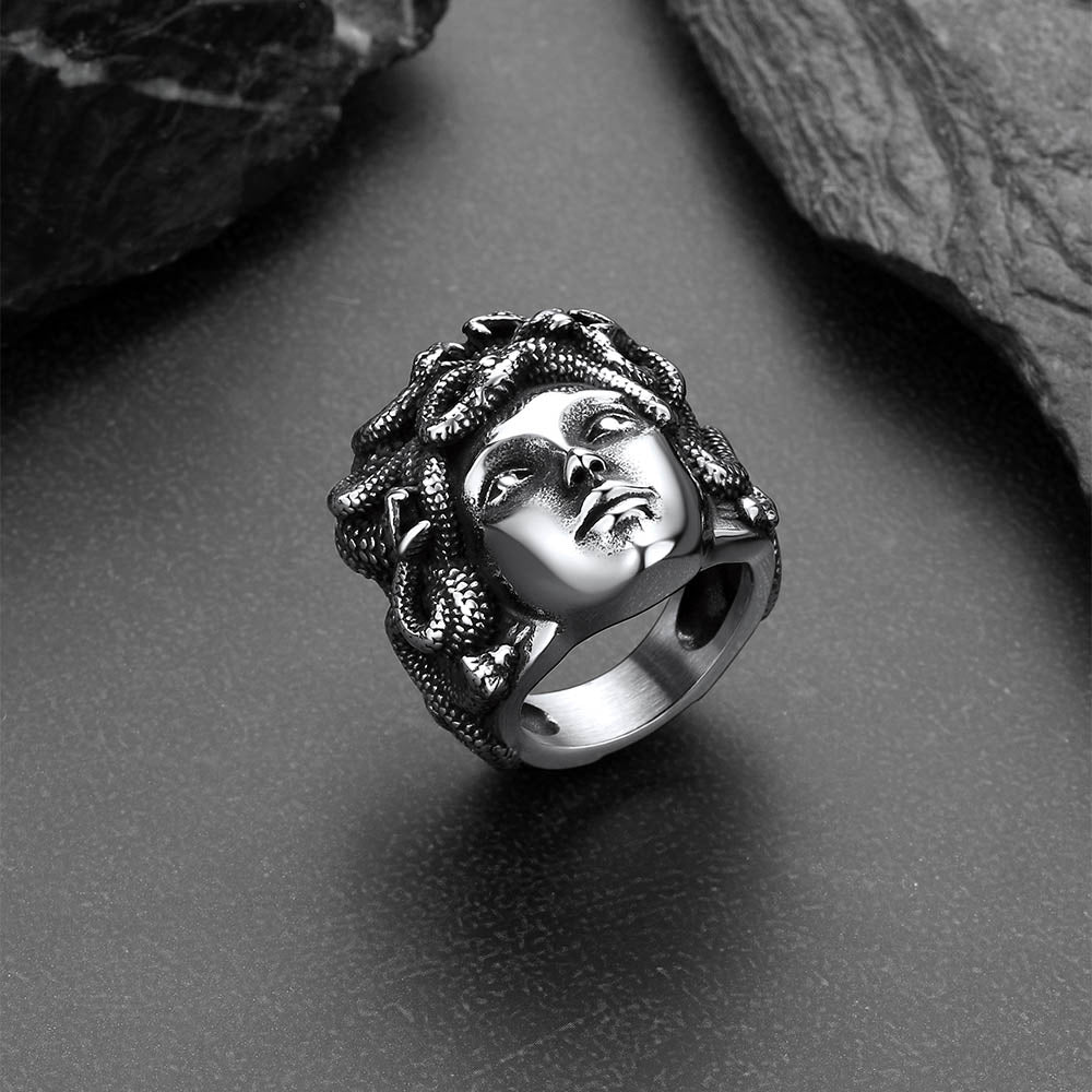 Mythology Medusa Snake Stainless Steel Ring for
