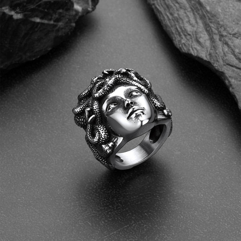 Mythology Medusa Snake Stainless Steel Ring for