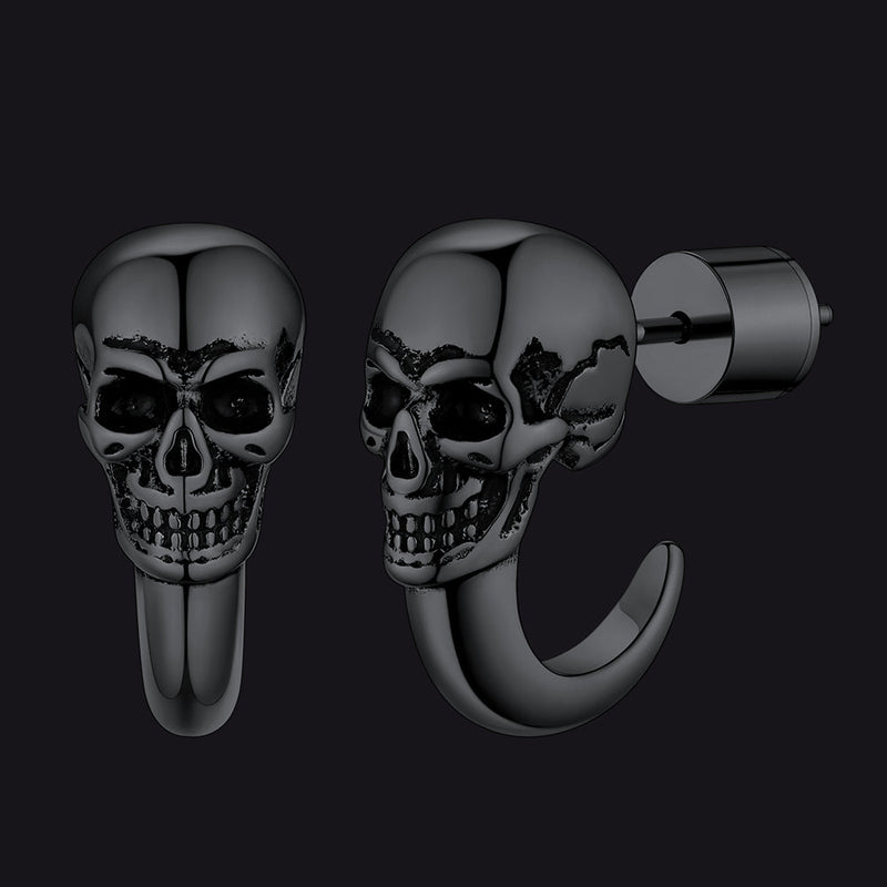 Gothic Skull Huggie Half-circle Stud Earrings Jewelry for