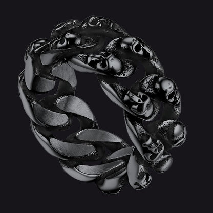 Gothic Chunky Chain Skull Ring for 10mm