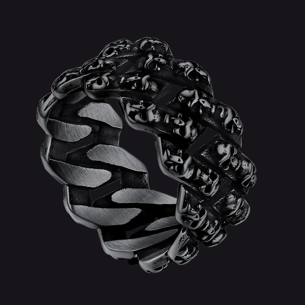 Stainless Steel Skull Chain Ring for
