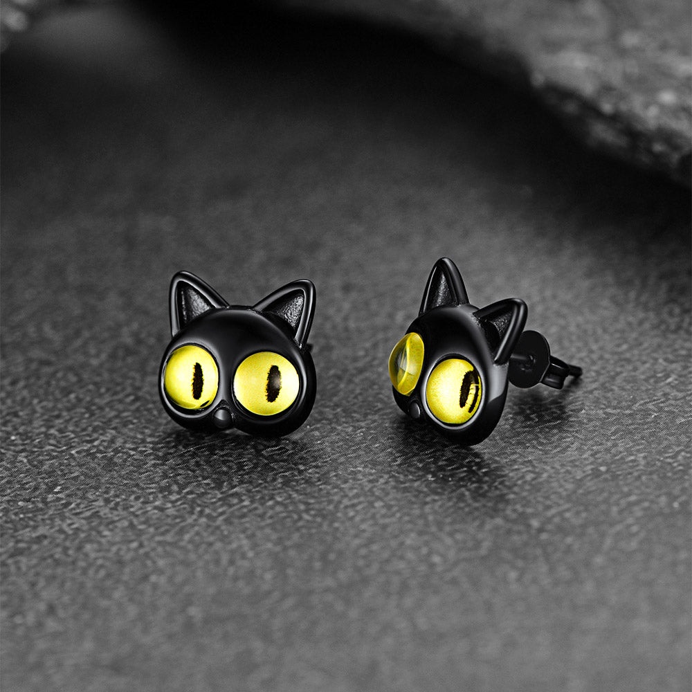 Black Cat Stud Earring for Halloween Gift