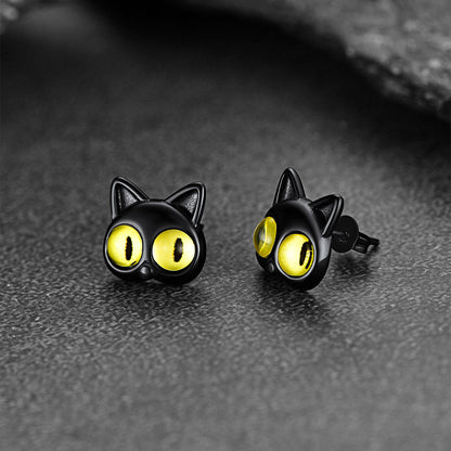 Black Cat Stud Earring for Halloween Gift