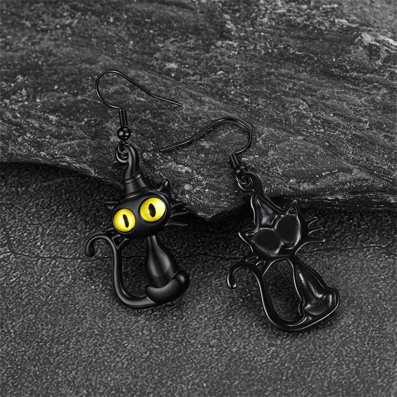 Black Cat Dangle Earrings for