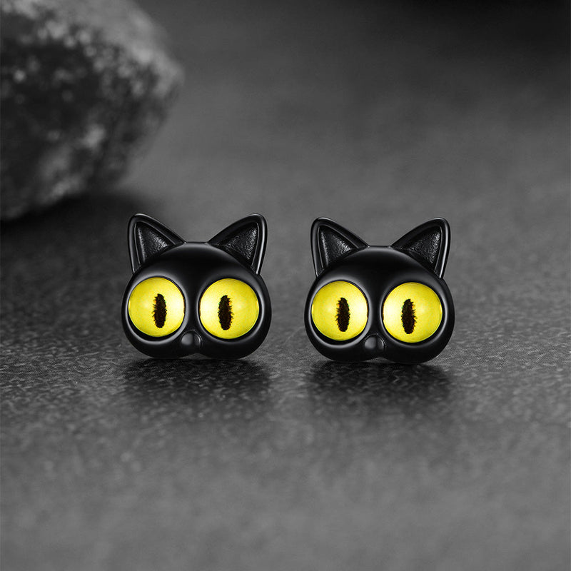 Black Cat Stud Earring for Halloween Gift
