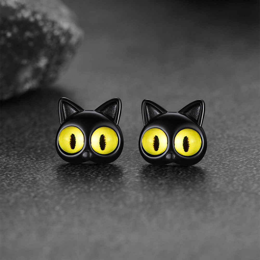Black Cat Stud Earring for Halloween Gift