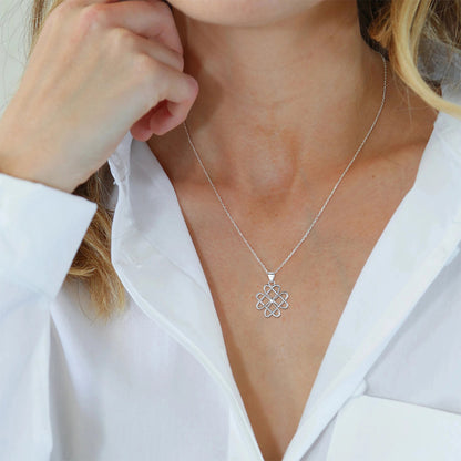 Sterling Silver Heart Flower Celtic Knot Necklace for