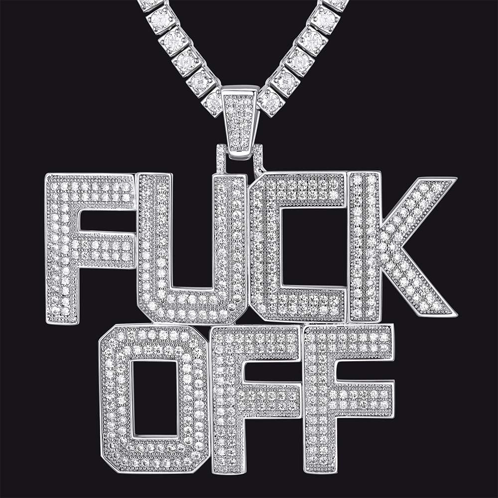Faithheart F*ck Off Hip Hop Letter Pendant Necklace for