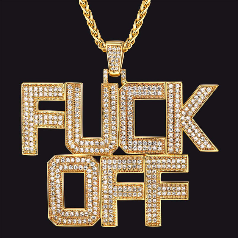 Faithheart F*ck Off Hip Hop Letter Pendant Necklace for