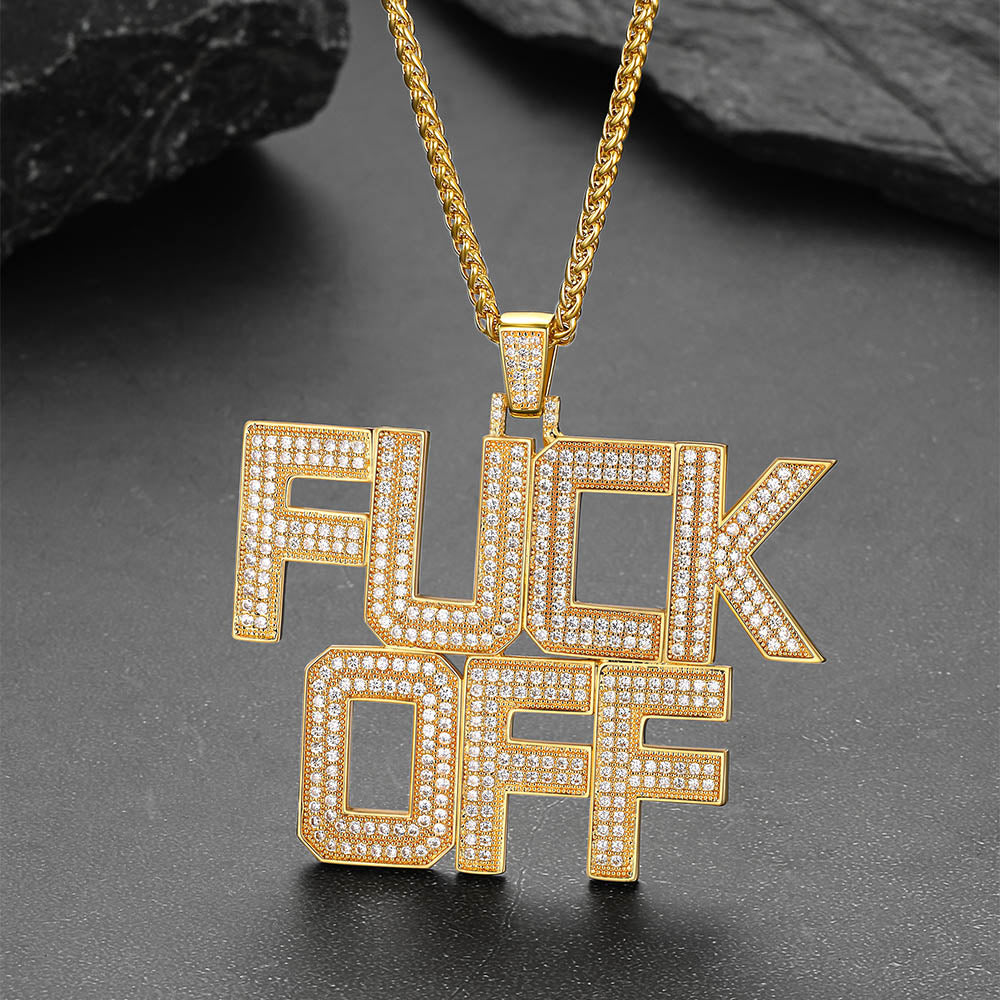 Faithheart F*ck Off Hip Hop Letter Pendant Necklace for