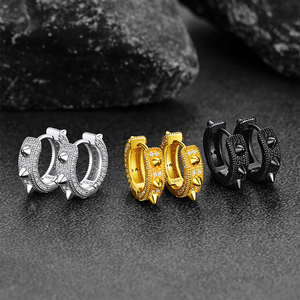Punk Rivet Huggie Hoop Earrings for