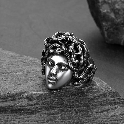 Mythology Medusa Snake Stainless Steel Ring for