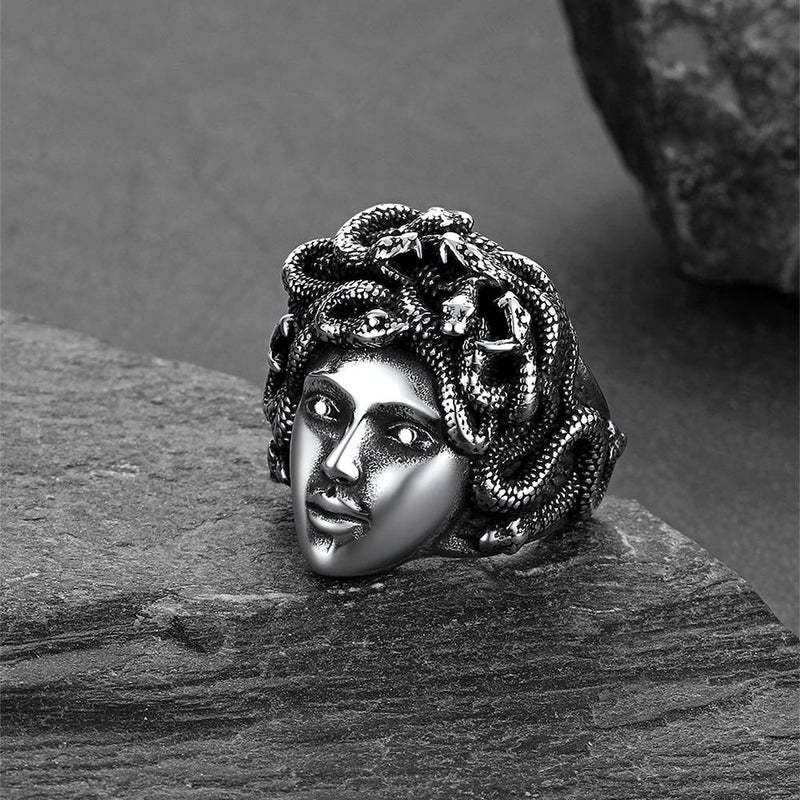 Mythology Medusa Snake Stainless Steel Ring for