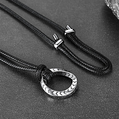 Viking Mobius Circle Leather Necklace Adjustable Leather Chain for