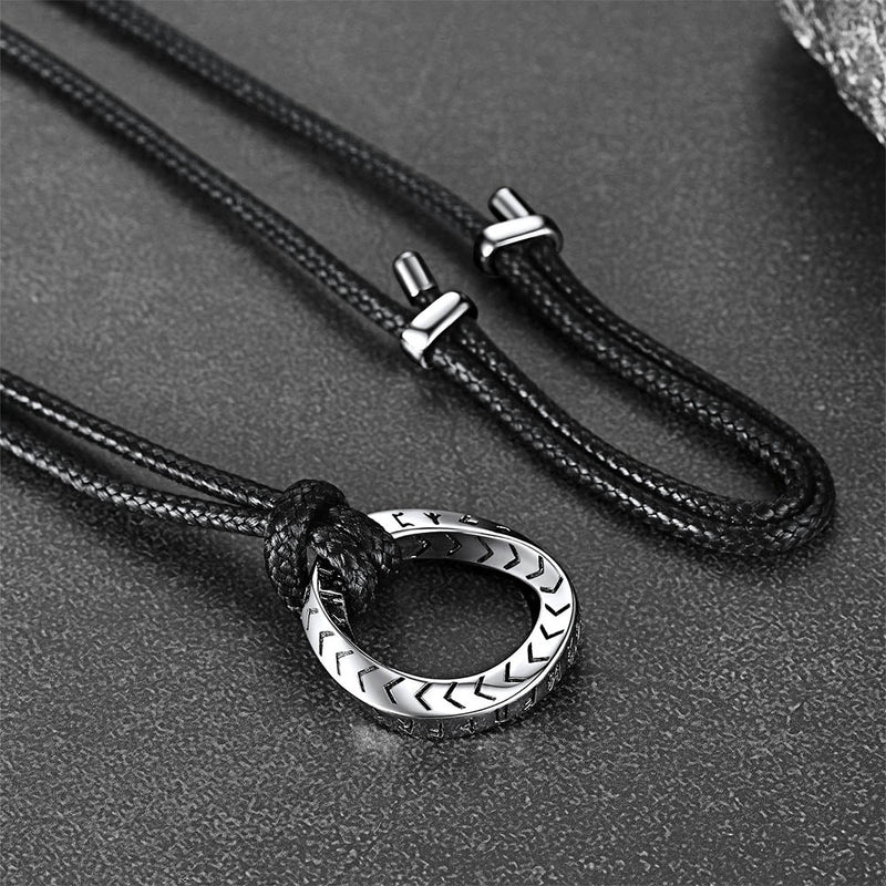 Viking Mobius Circle Leather Necklace Adjustable Leather Chain for