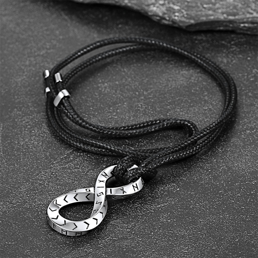 Viking Mobius Infinity Necklace Adjustable Leather Chain for