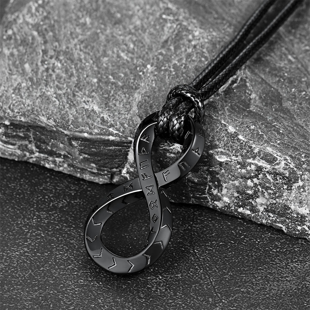 Viking Mobius Infinity Necklace Adjustable Leather Chain for