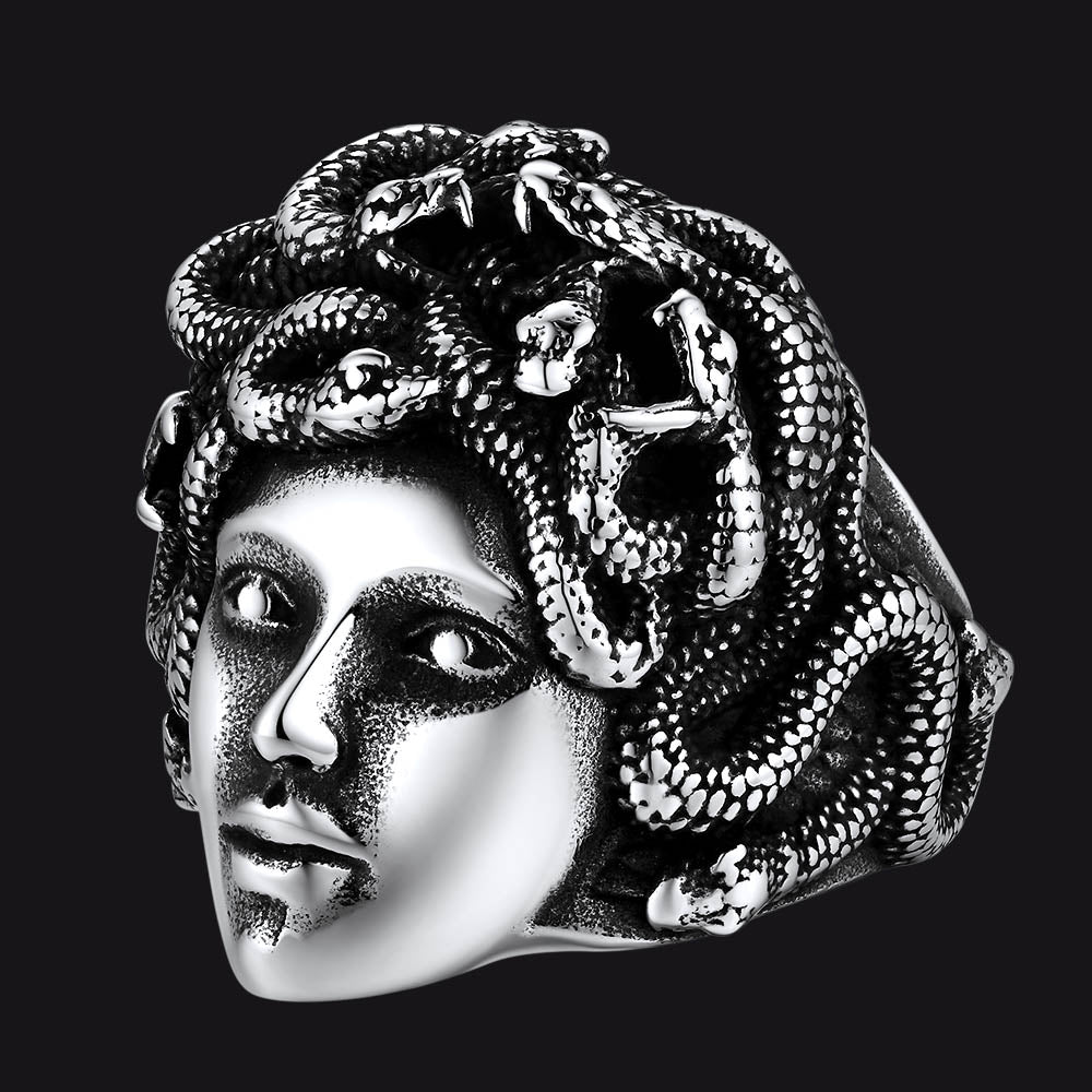 Mythology Medusa Snake Stainless Steel Ring for