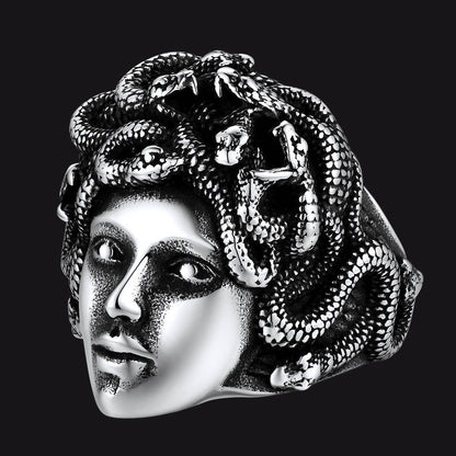 Mythology Medusa Snake Stainless Steel Ring for