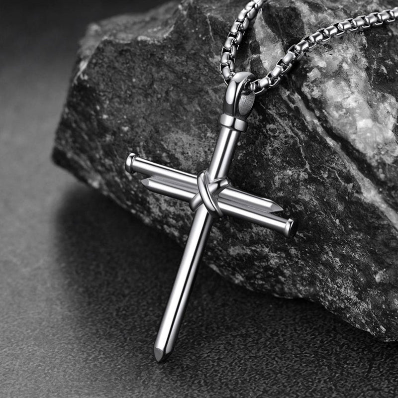 Christian Nail Cross Pendant Necklace for