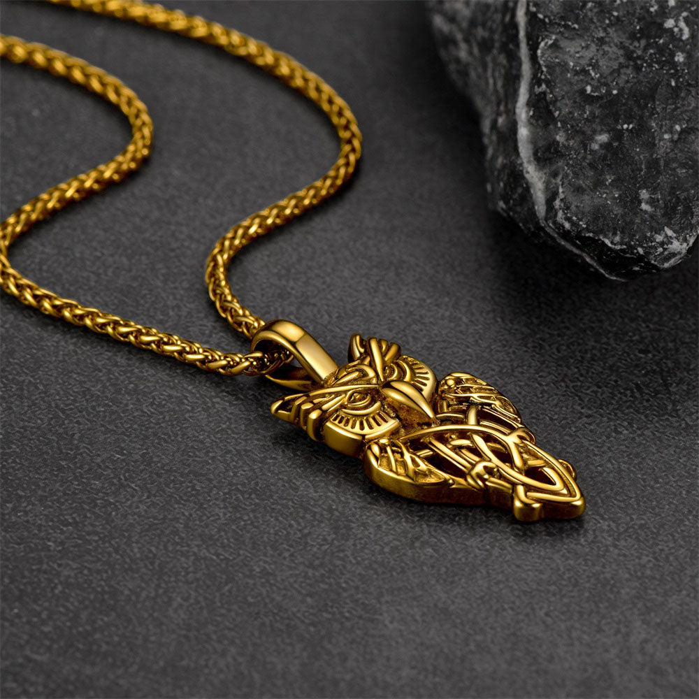 Celtic Owl Pendant Necklace Amulet Jewelry for