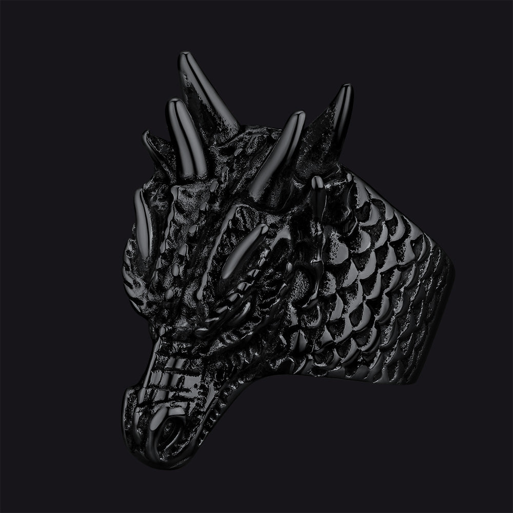 Punk Dragon Head Stainless Steel Ring for
