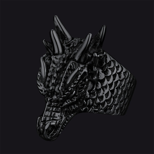 Punk Dragon Head Stainless Steel Ring for